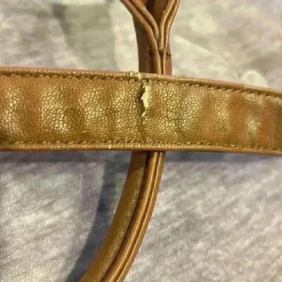 Steve Madden Brown Faux Leather Woven Design Crossbody Bag Adjustable Strap - Picture 6 of 7